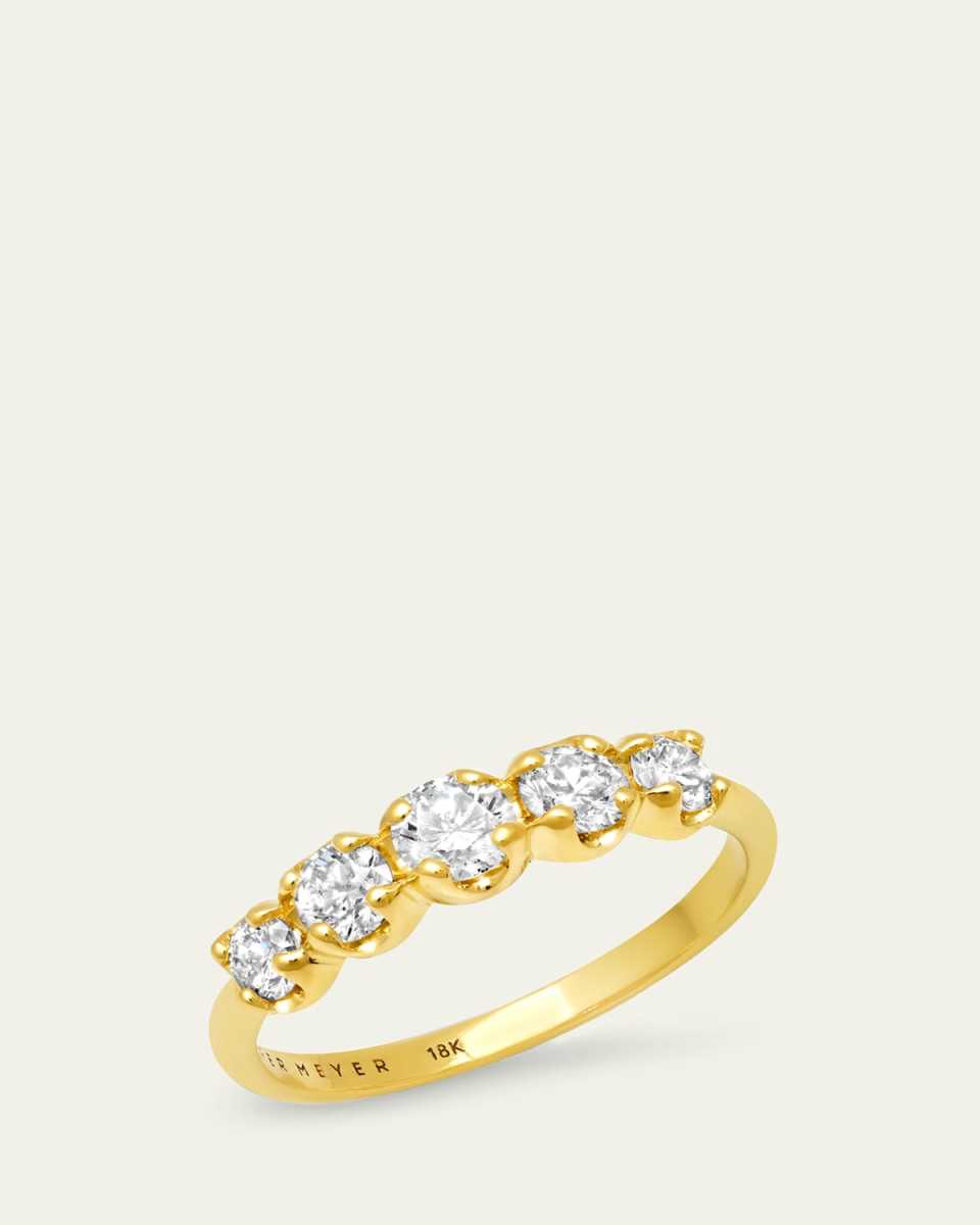 Small Graduated Diamond Ring in 18K Yellow Gold, Size